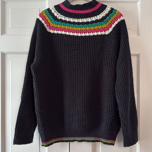 NAVY BLUE WOMEN'S BLUE PINK TEAL MULTICOLOR SWEATER FITS LIKE LARGE /EXTRA LARGE - Picture 2 of 6